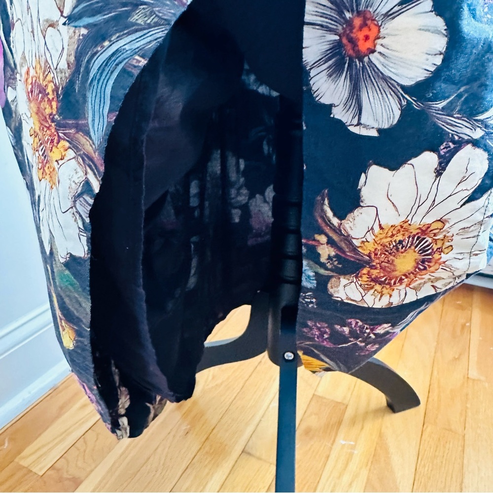 NWT Anthropologie V-Neck Smocked Floral Midi Dress w Zip Front Kentucky Derby - Picture 6 of 16